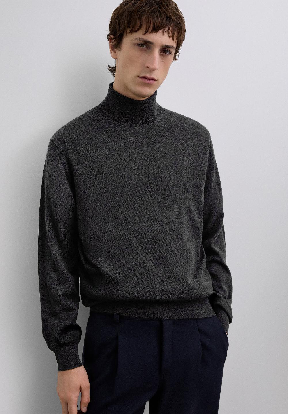 Scalpers TURN-DOWN COLLAR SWEATER DARK GREY