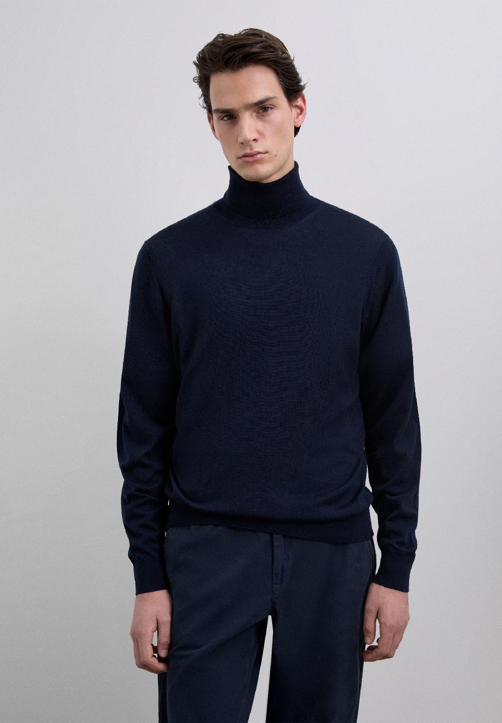 Scalpers TURN-DOWN COLLAR SWEATER NAVY