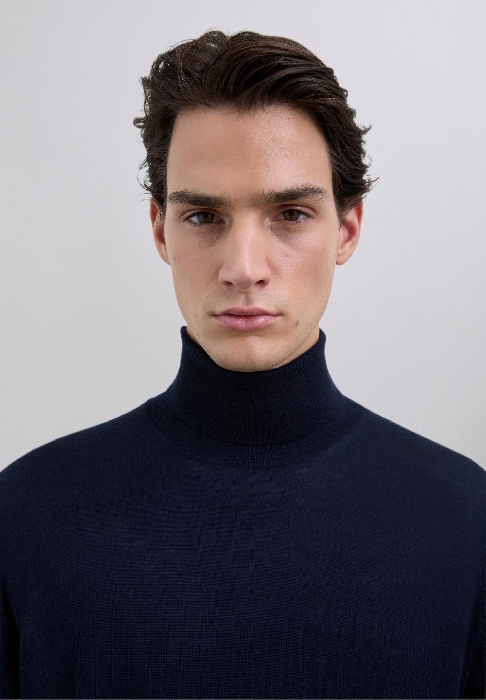 Scalpers TURN-DOWN COLLAR SWEATER NAVY