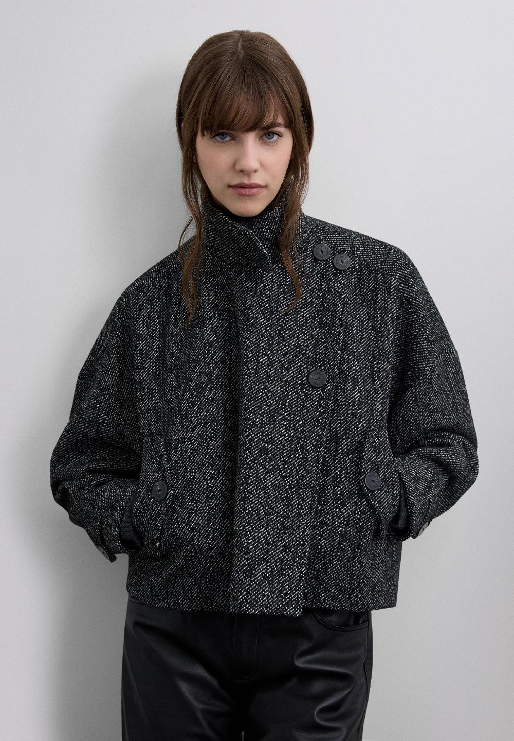 Scalpers TWILL DOUBLE-BREASTED JACKET BLACK