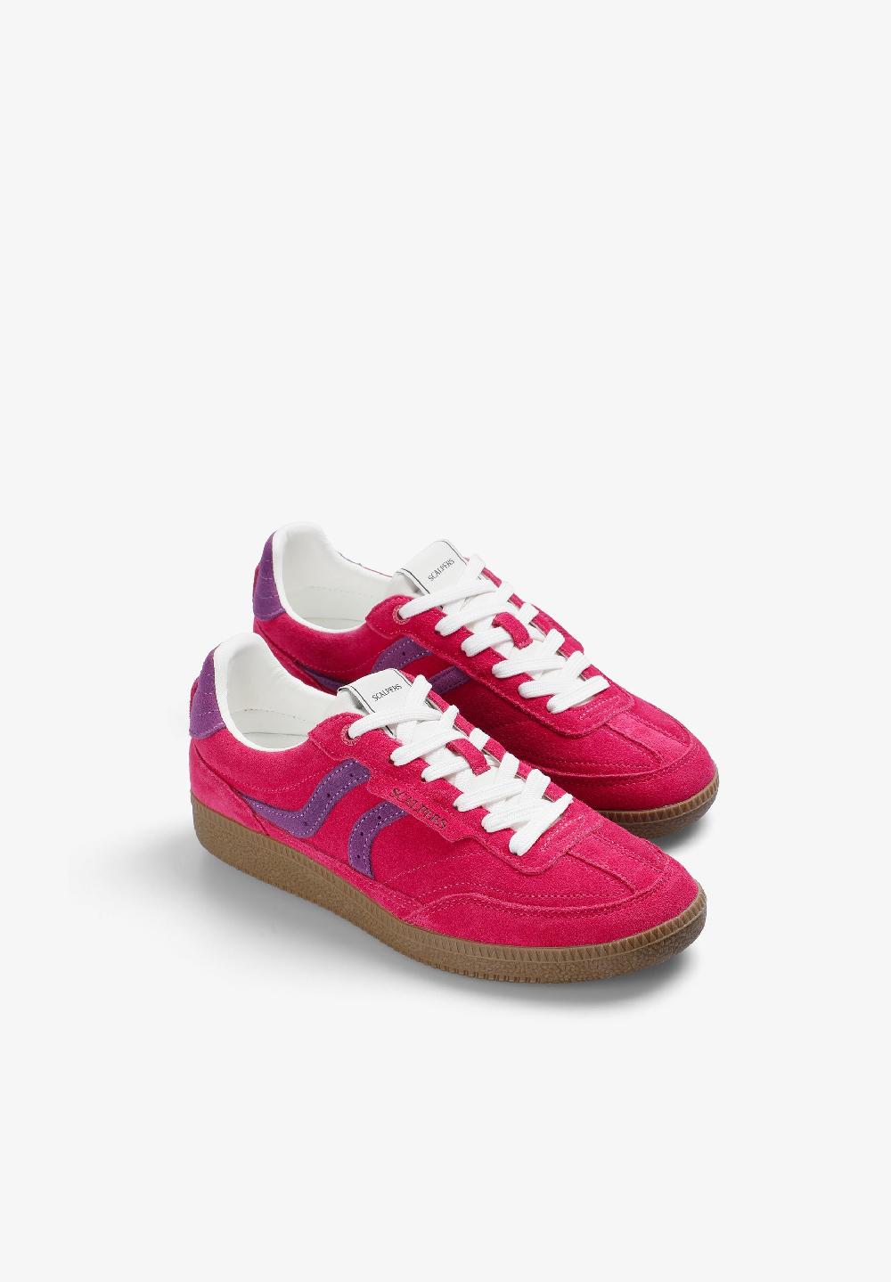 Scalpers TWO-TONE LEATHER SNEAKERS RASPBERRY