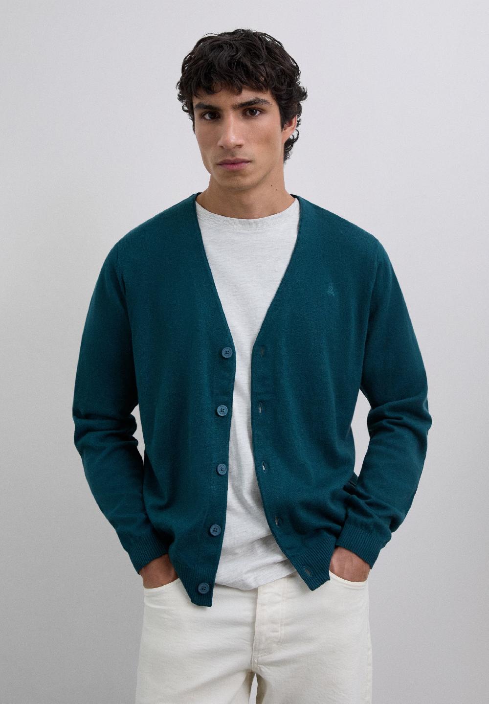 Scalpers V-NECK CARDIGAN WITH SKULL DARK GREEN