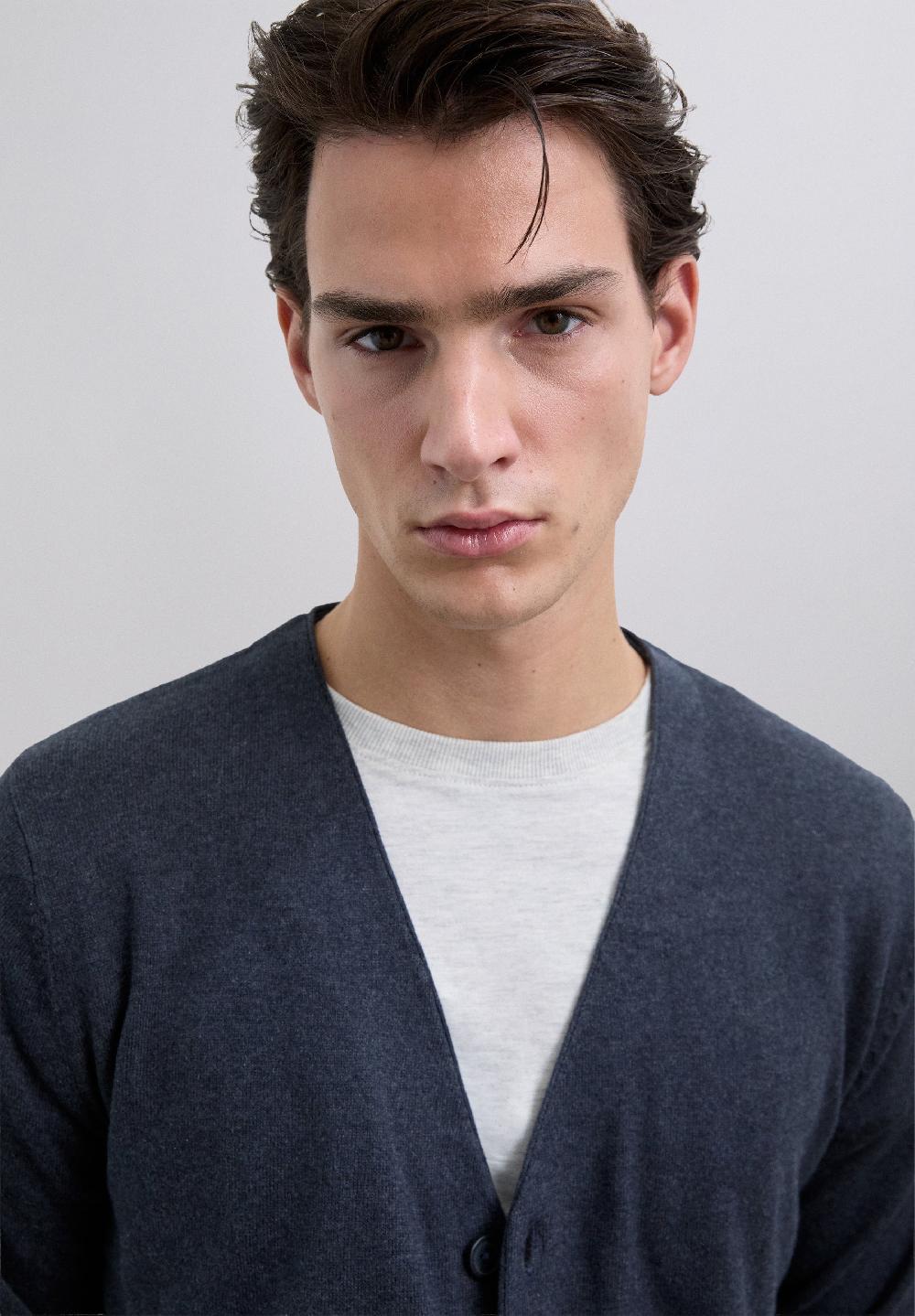 Scalpers V-NECK CARDIGAN WITH SKULL DARK NAVY