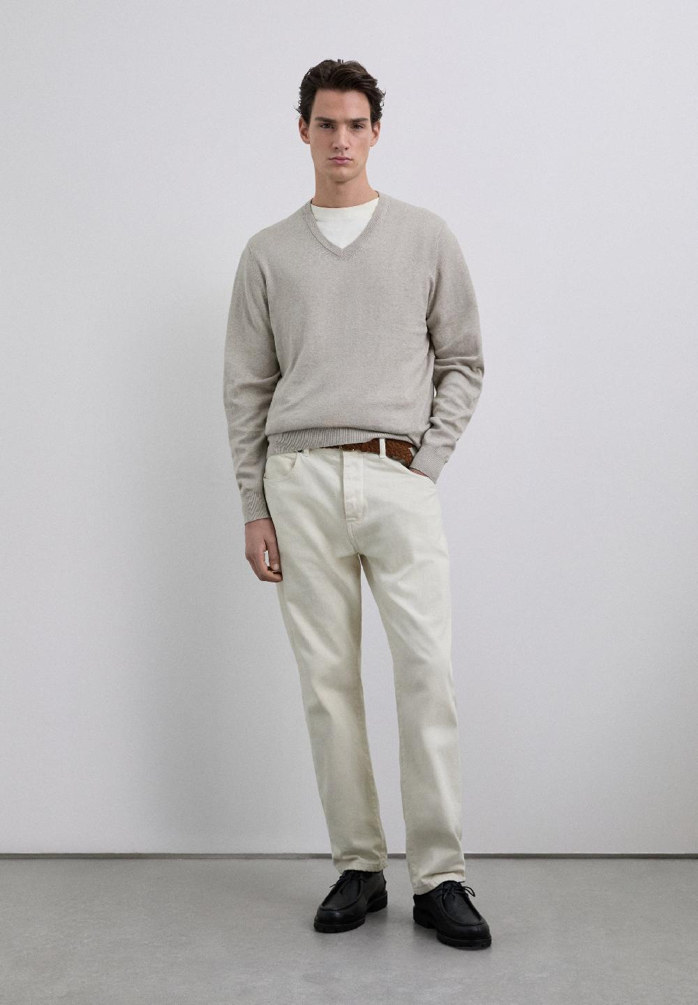 Scalpers V-NECK SKULL SWEATER BEIGE