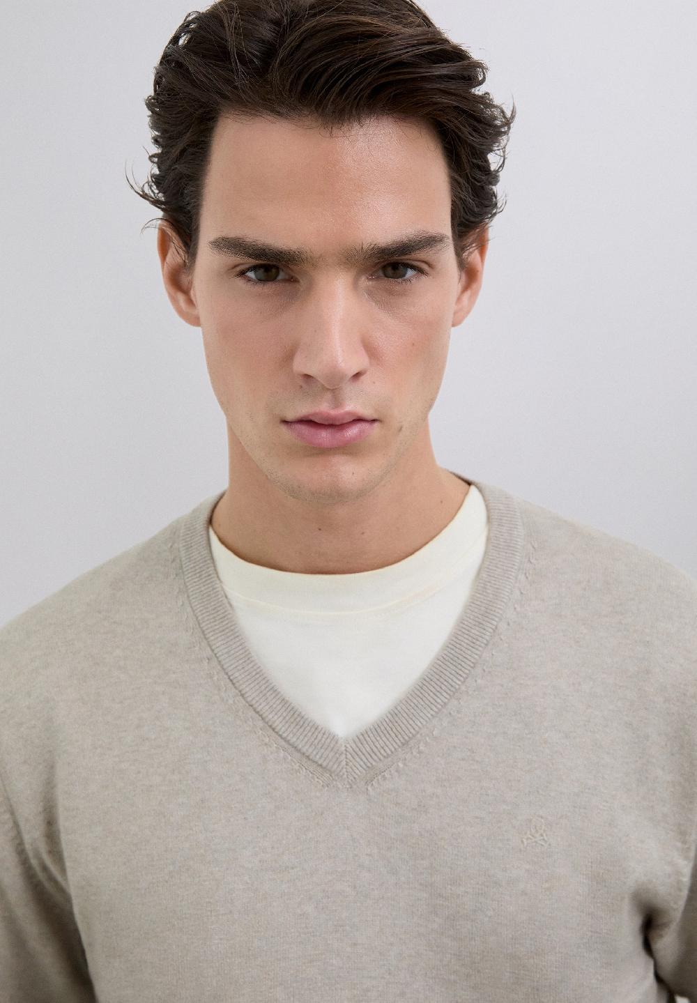 scalpers V-NECK SKULL SWEATER BEIGE