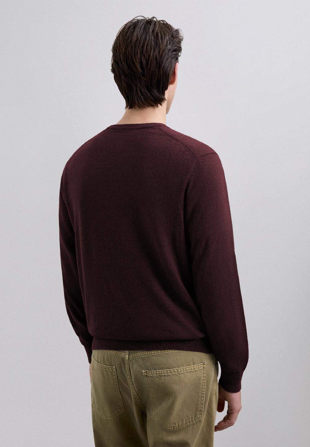 Scalpers V-NECK SKULL SWEATER BURGUNDY