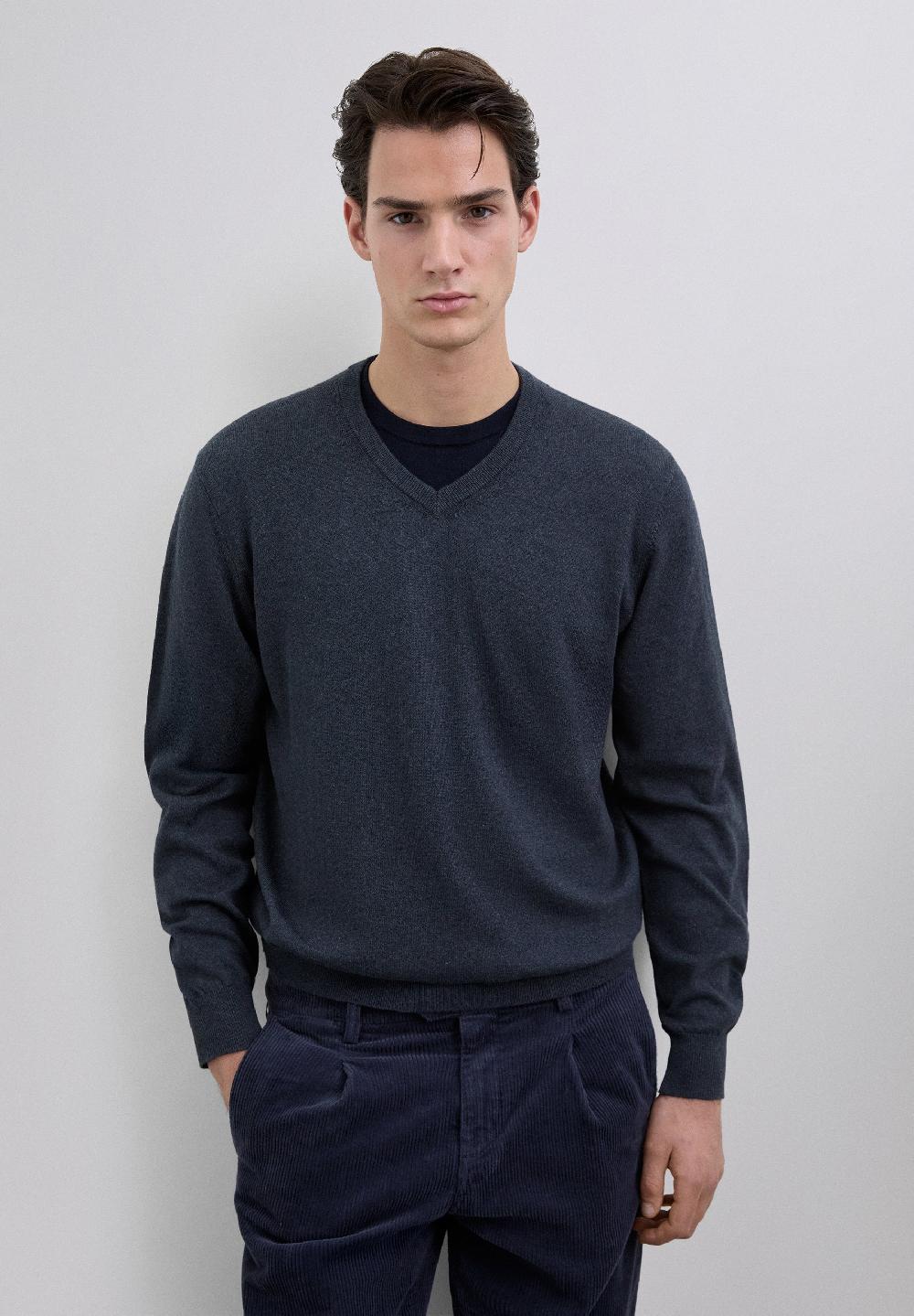 scalpers V-NECK SKULL SWEATER DARK NAVY