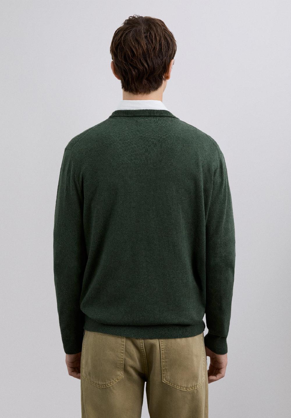 Scalpers V-NECK SWEATER WITH CASHMERE KHAKI