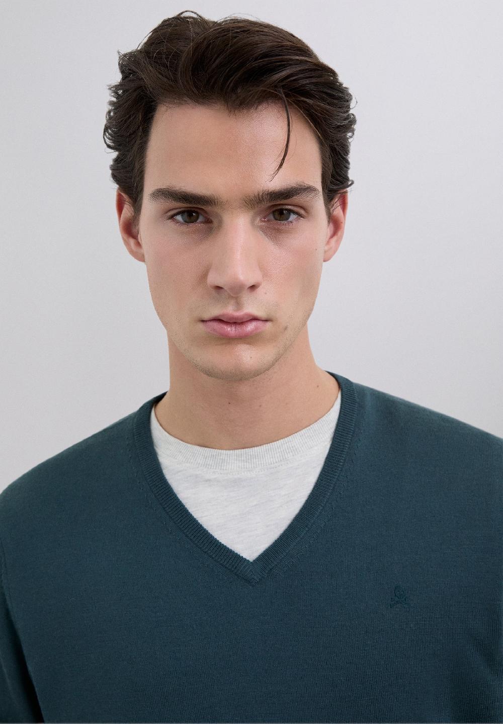 Scalpers V-NECK WOOL SWEATER WITH SKULL DUCK