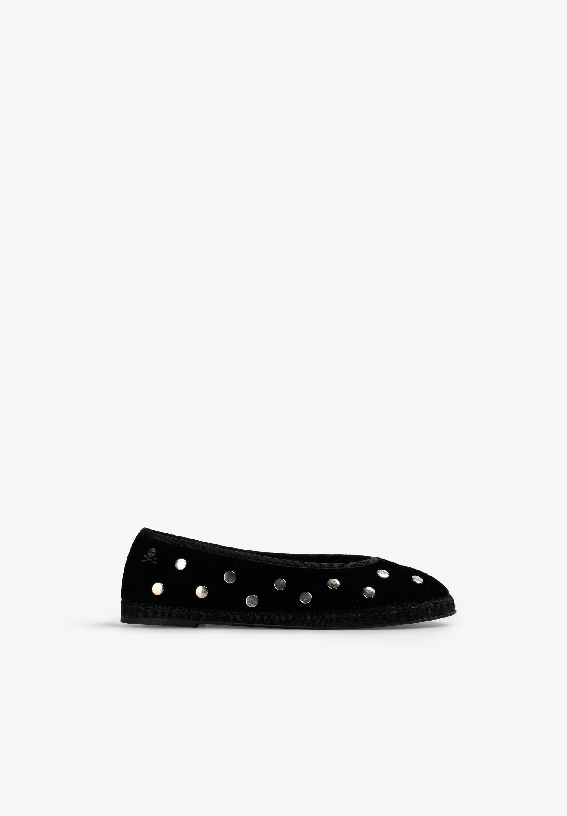 scalpers VELVET BALLET FLATS WITH STUDS BLACK
