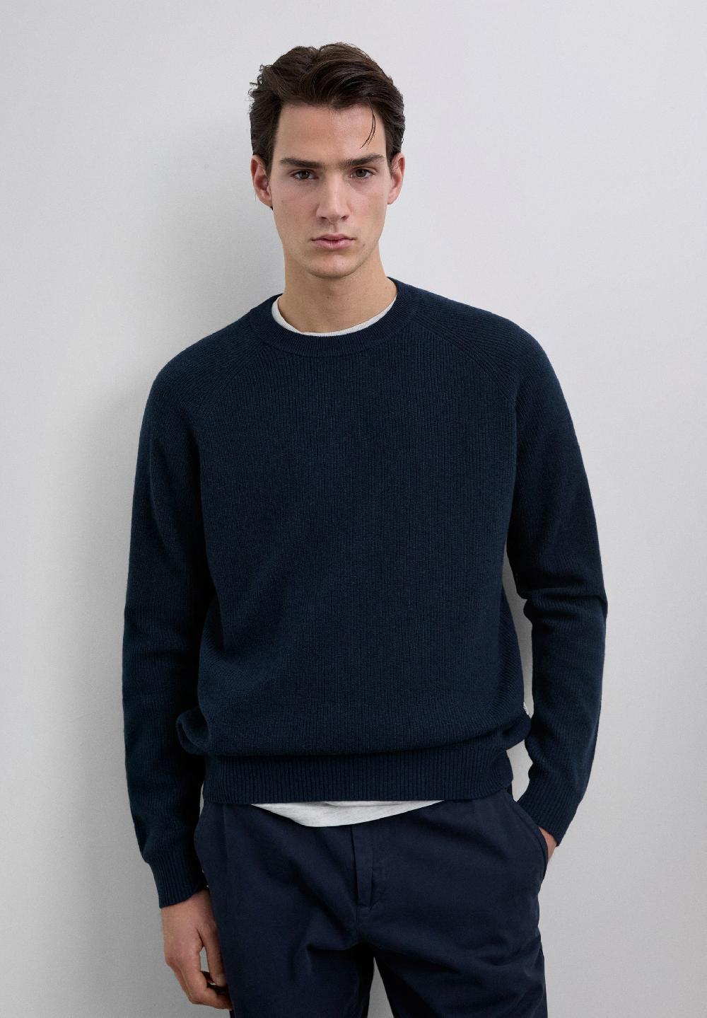 Scalpers WOOL AND CASHMERE BLEND SWEATER NAVY