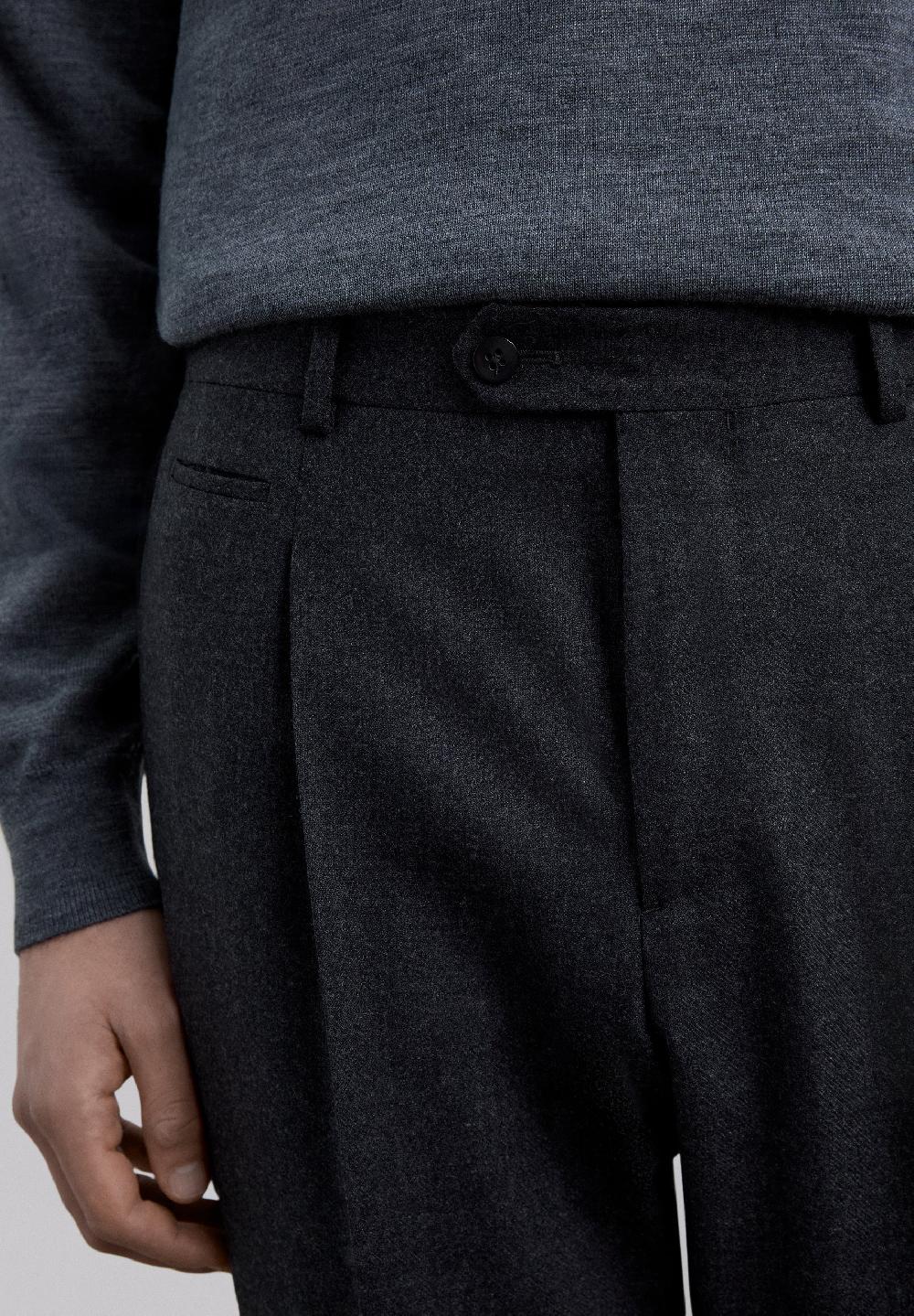 Scalpers WOOL AND COTTON DARTED TROUSERS GREY