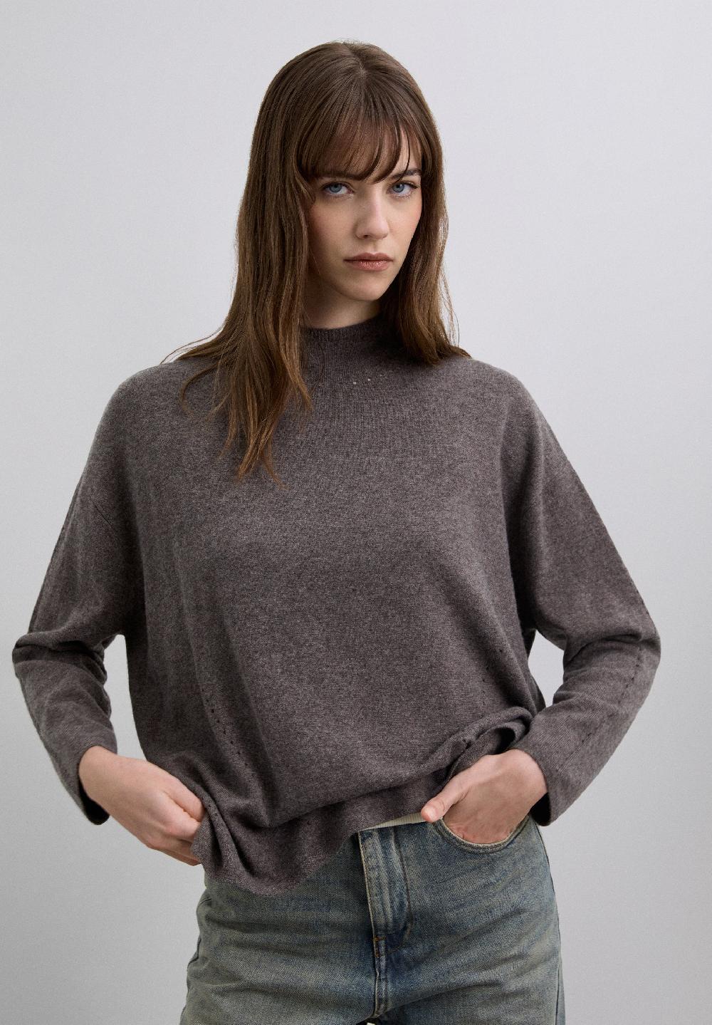 Scalpers WOOL BLEND HIGH NECK SWEATER DARK TAUPE