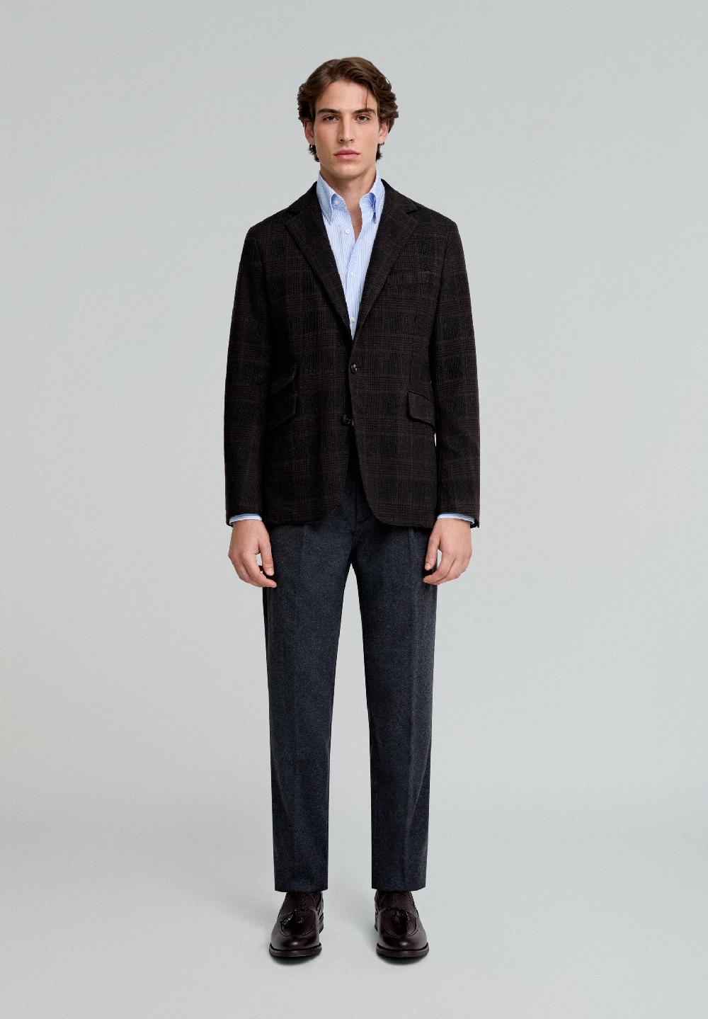 Scalpers WOOL CHECK BLAZER BROWN CHECK