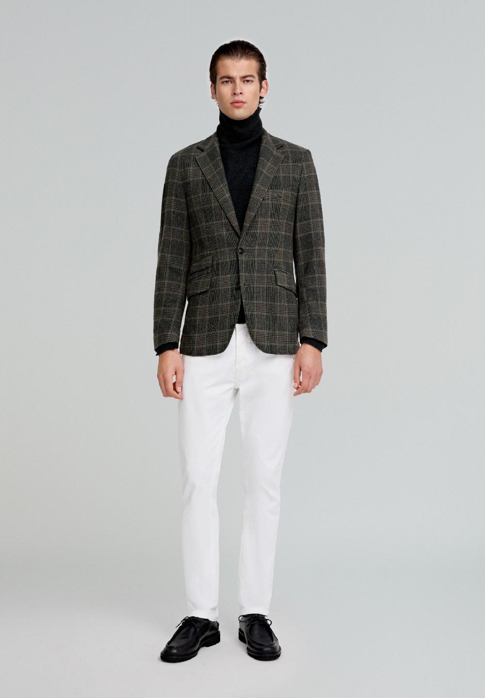 Scalpers WOOL CHECK BLAZER KHAKI CHECK