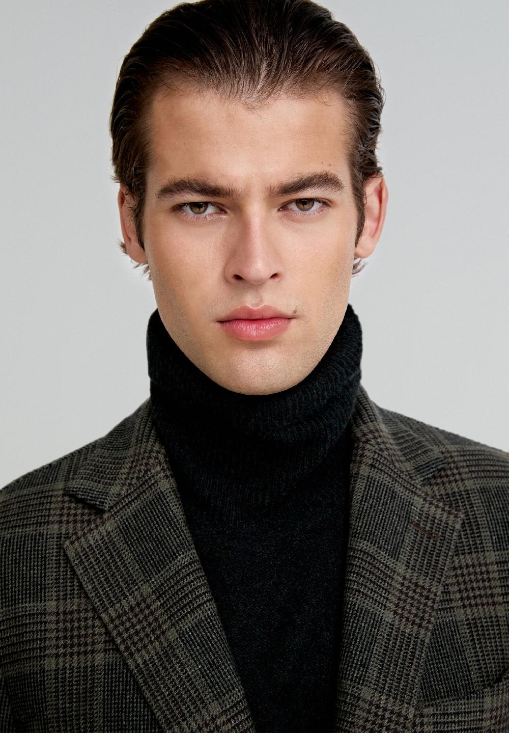 Scalpers WOOL CHECK BLAZER KHAKI CHECK