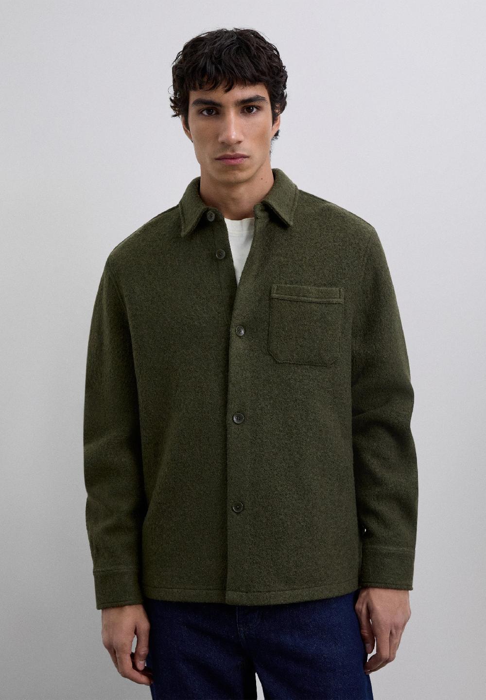 Scalpers WOOL OVERSHIRT WITH POCKETS KHAKI