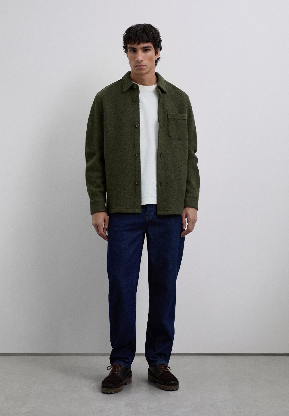 Scalpers WOOL OVERSHIRT WITH POCKETS KHAKI