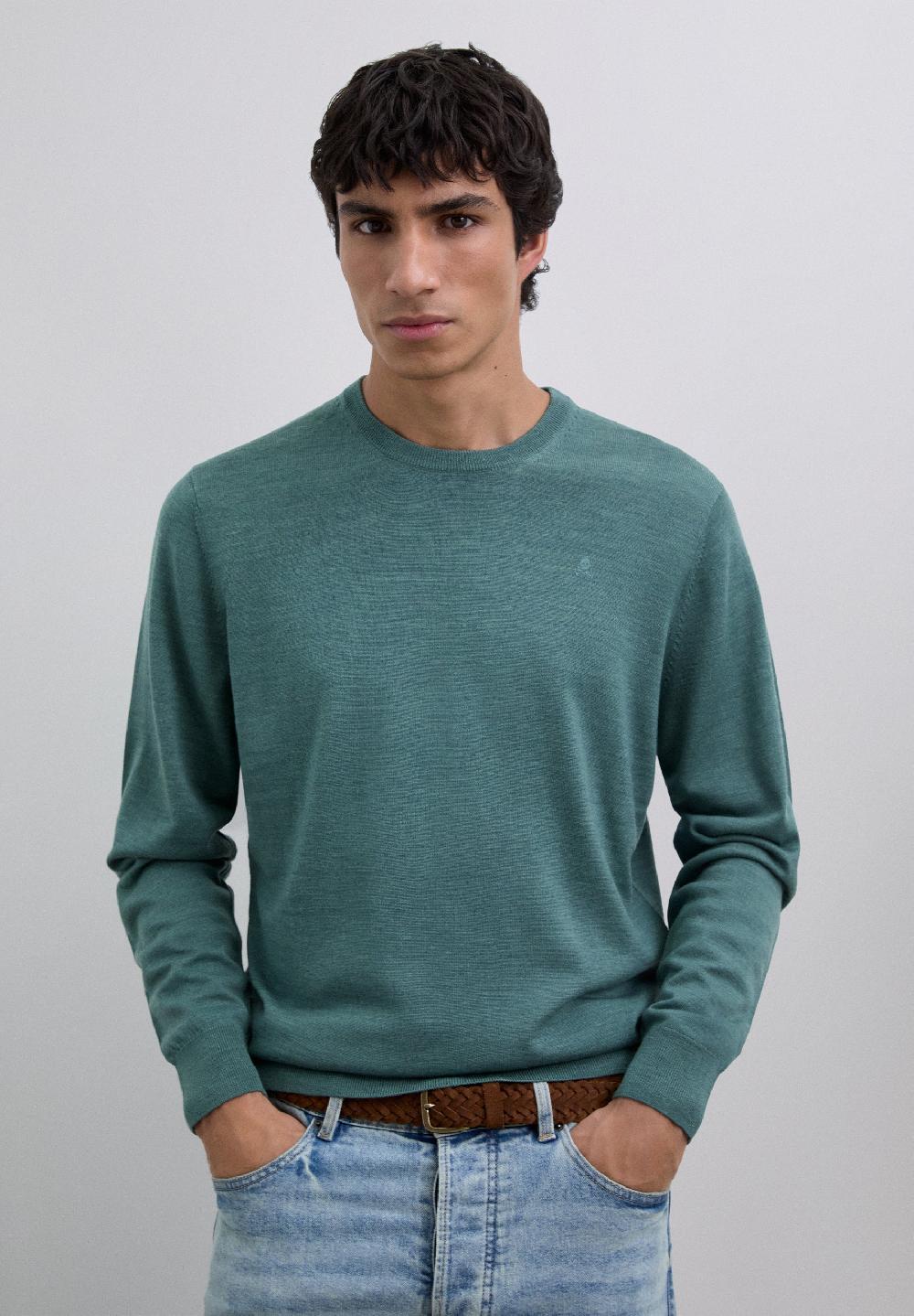 Scalpers WOOL SWEATER WITH EMBROIDERED SKULL GREEN