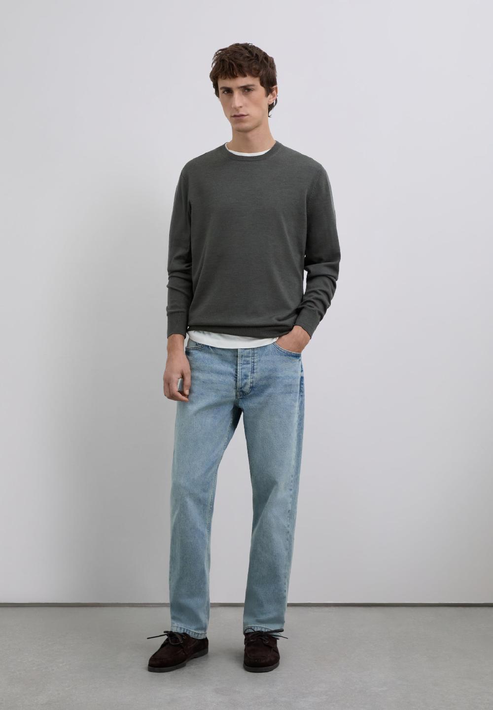 Scalpers WOOL SWEATER WITH EMBROIDERED SKULL KHAKI