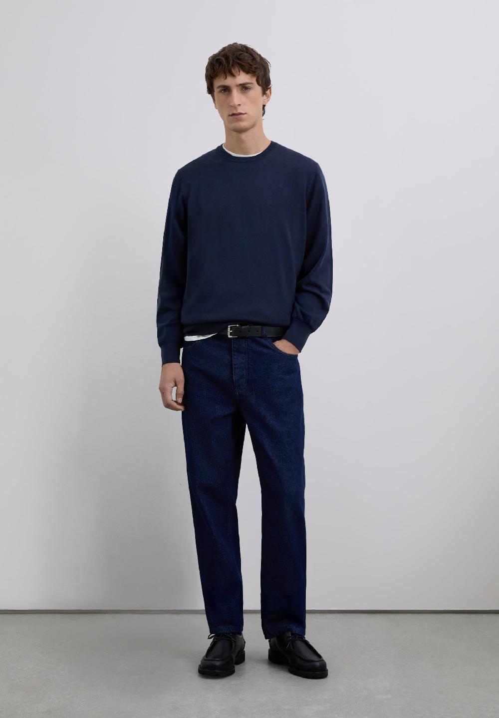 Scalpers WOOL SWEATER WITH EMBROIDERED SKULL NAVY