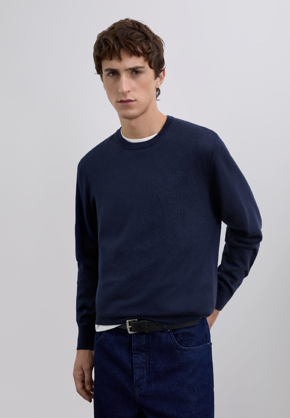 Scalpers WOOL SWEATER WITH EMBROIDERED SKULL NAVY