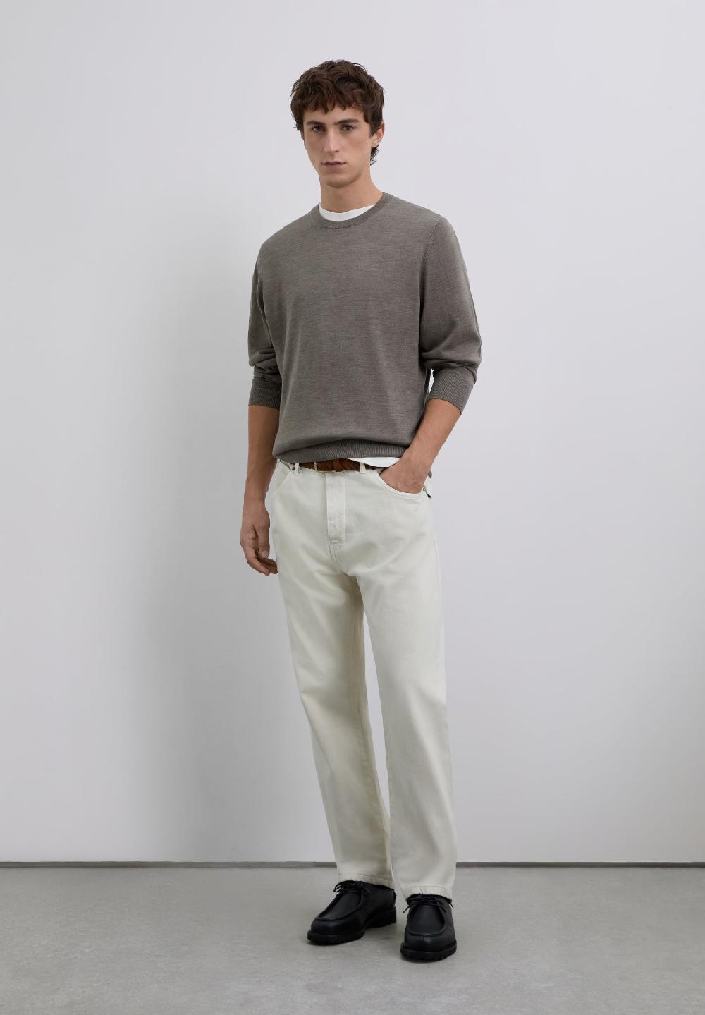 Scalpers WOOL SWEATER WITH EMBROIDERED SKULL TAUPE