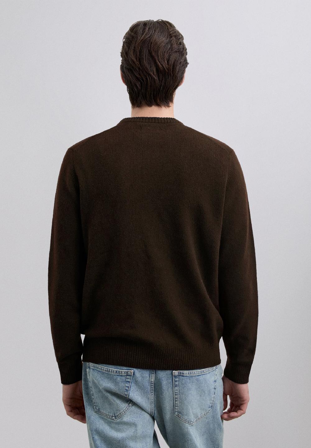 Scalpers WOOL SWEATER WITH LOGO BROWN
