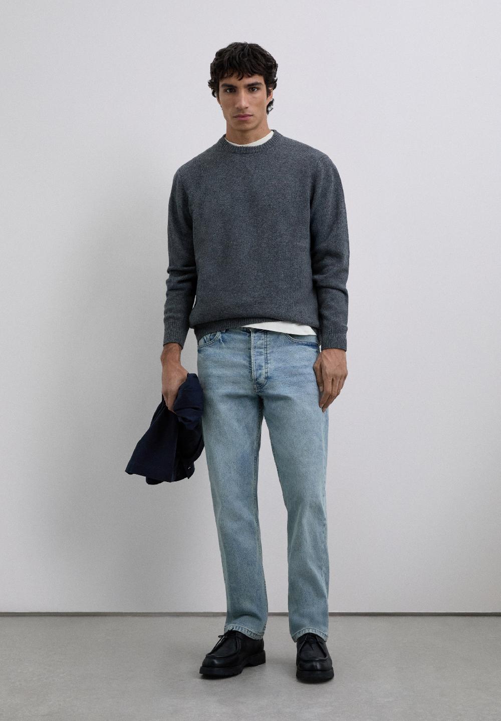 Scalpers WOOL SWEATER WITH LOGO GREY MELANGE