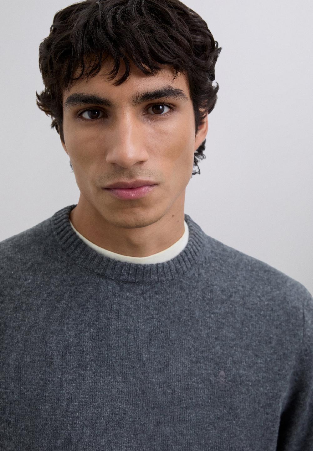 scalpers WOOL SWEATER WITH LOGO GREY MELANGE