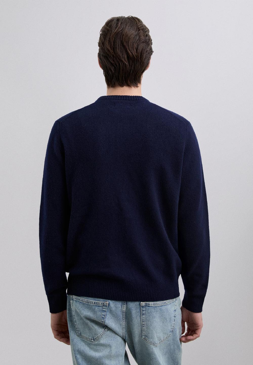 Scalpers WOOL SWEATER WITH LOGO NAVY