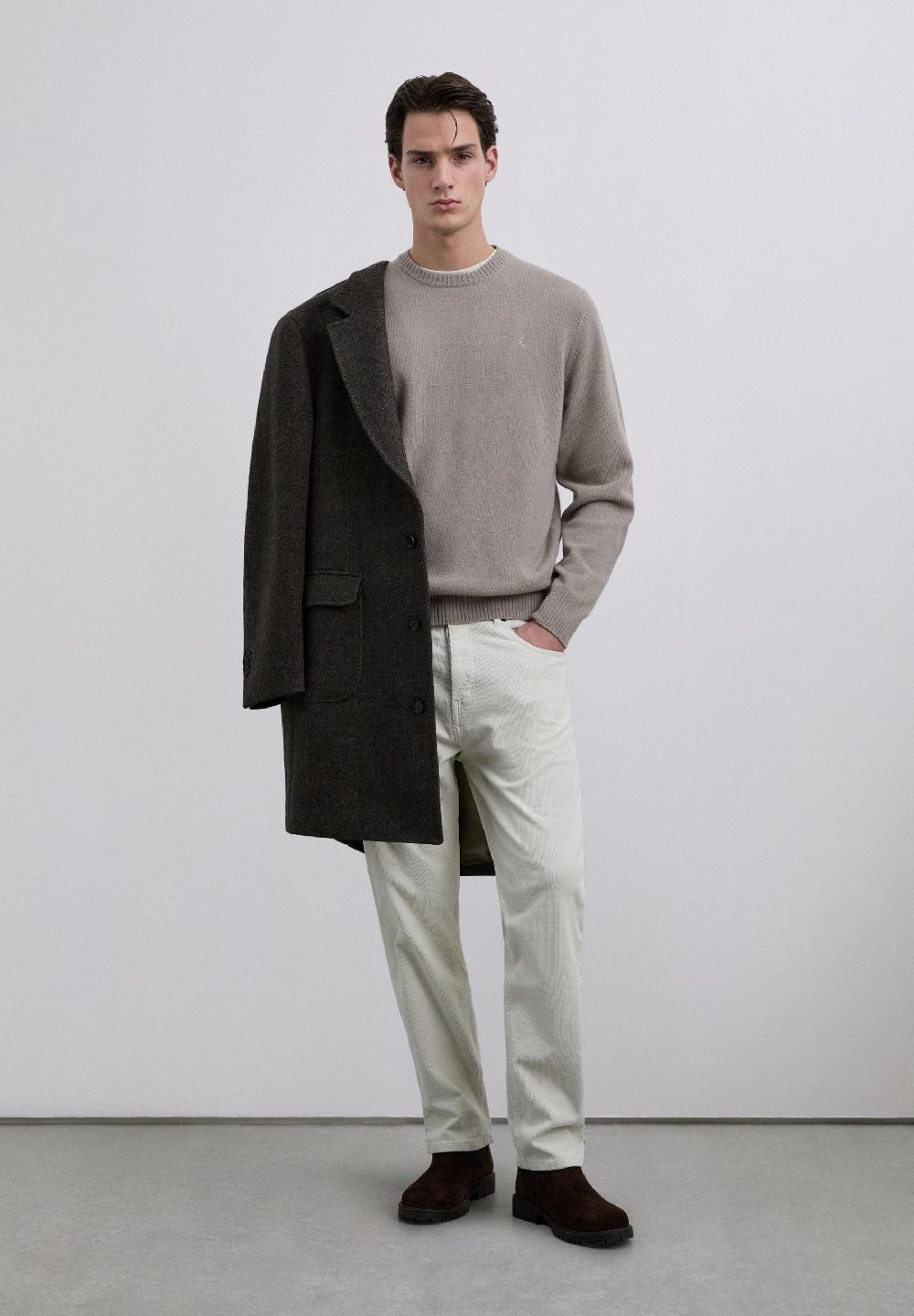 Scalpers WOOL SWEATER WITH LOGO TAUPE