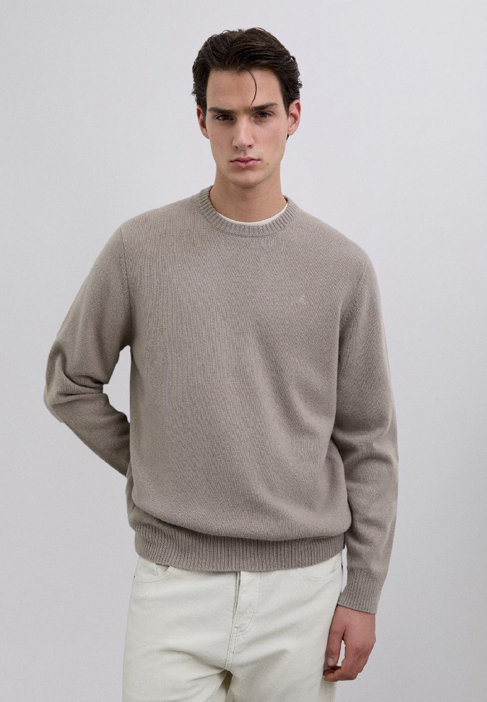 scalpers WOOL SWEATER WITH LOGO TAUPE