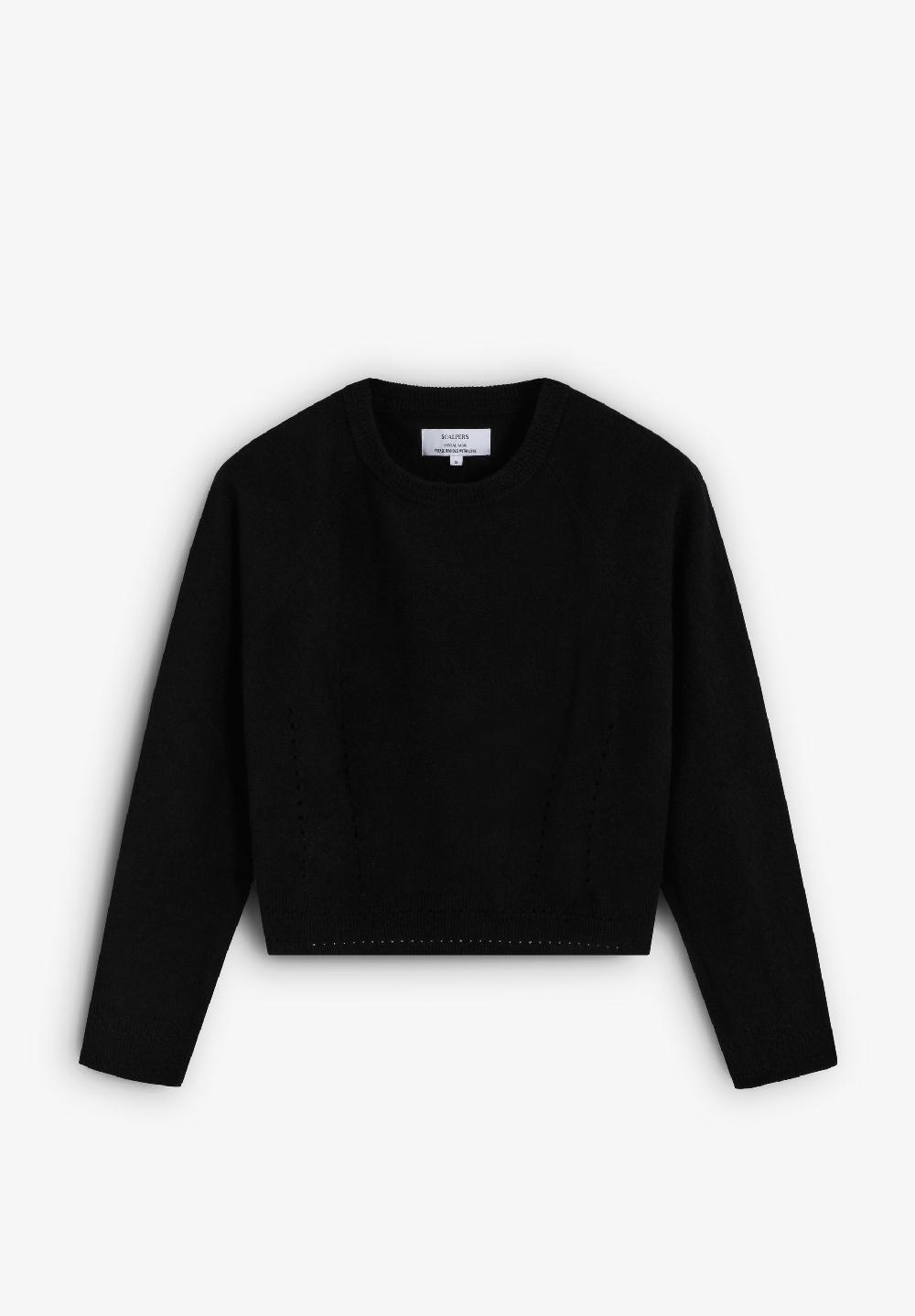 scalpers WOOL SWEATER WITH MINI CUTOUTS BLACK