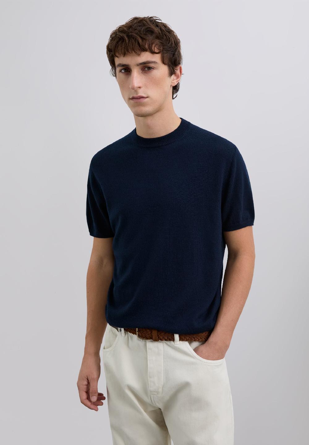 Scalpers WOOL T-SHIRT NAVY