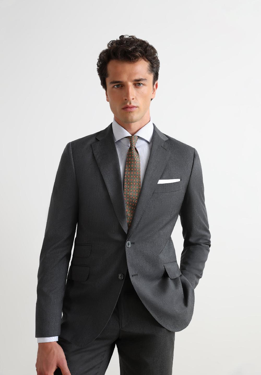 Scalpers WOOL TEXTURED SUIT GREY