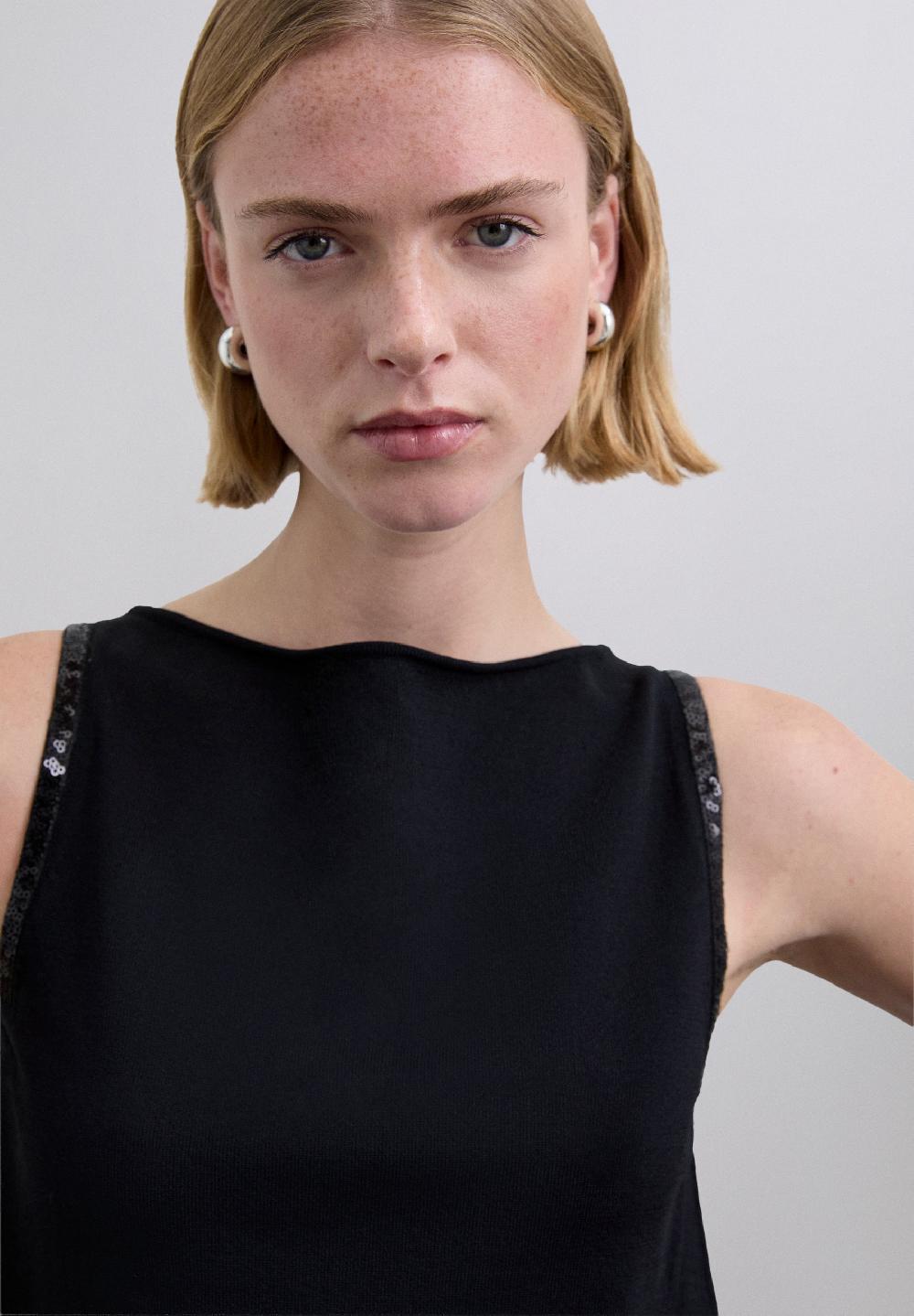 Scalpers XM SCEMBELLISHMENT KNIT TOP BLACK