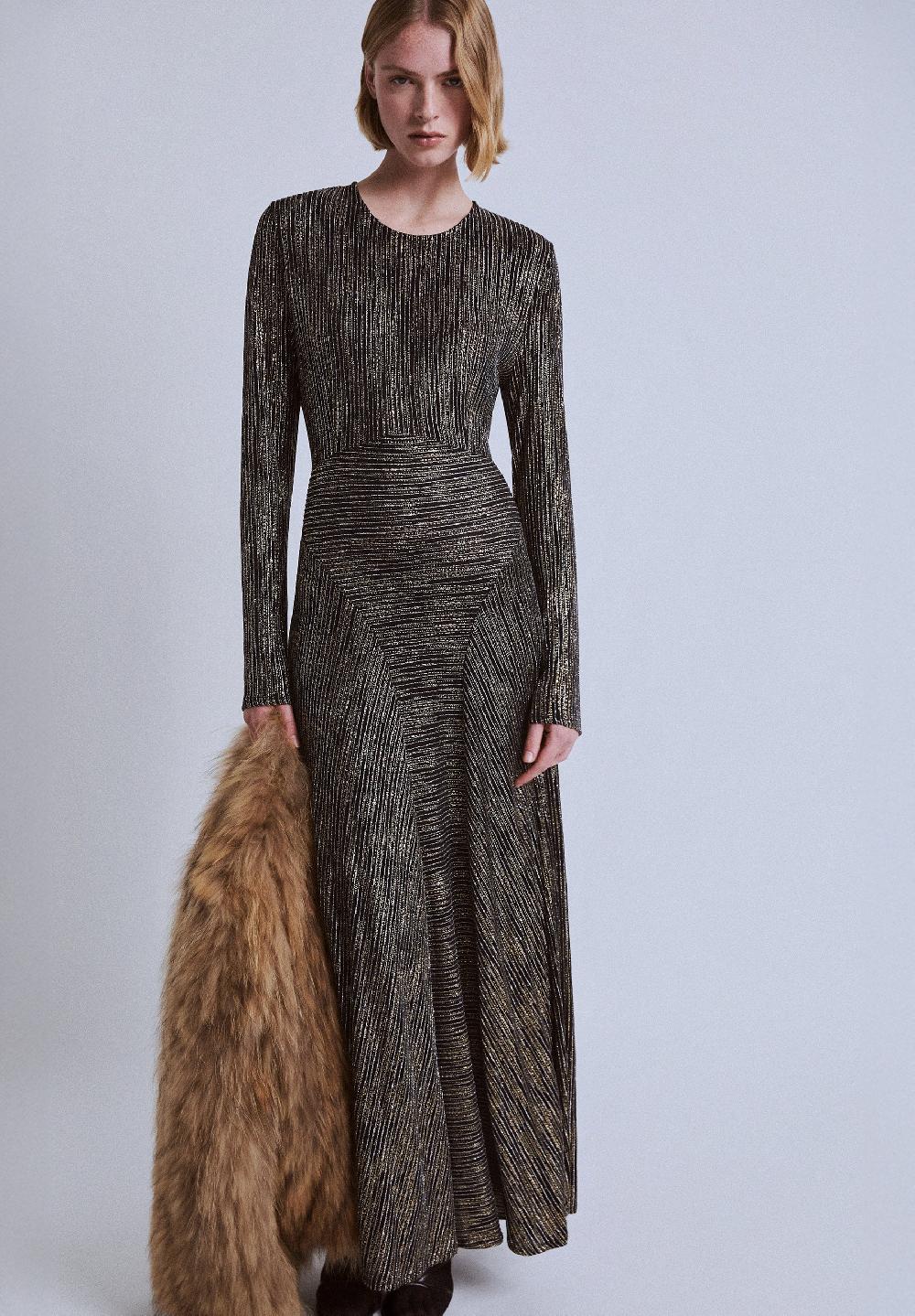 Scalpers XM SCMULTISTRIPES LUREX DRESS GOLD/SILVER