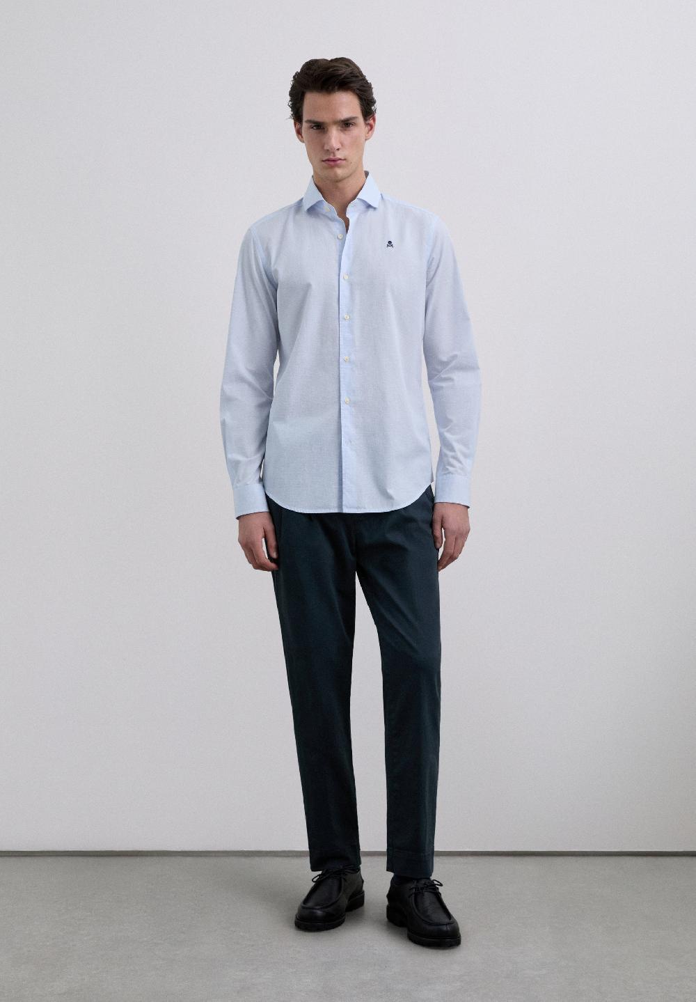 Scalpers SHIRT WITH EMBROIDERED SKULL SKYBLUE CHECK