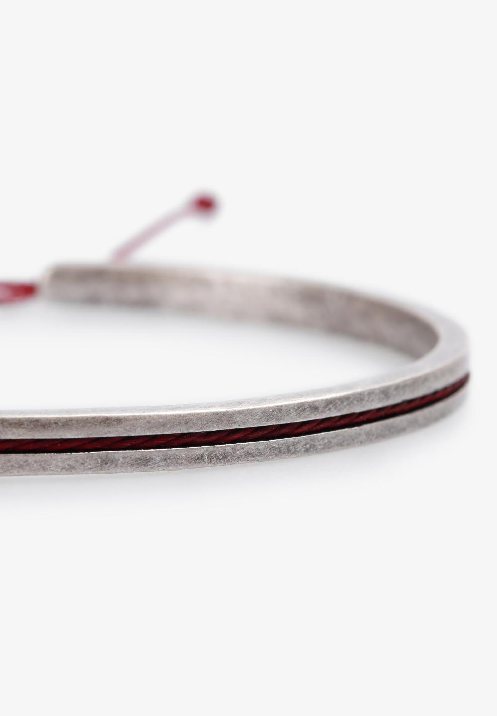 Scalpers SILVER EFFECT ADJUSTABLE BRACELET BURGUNDY
