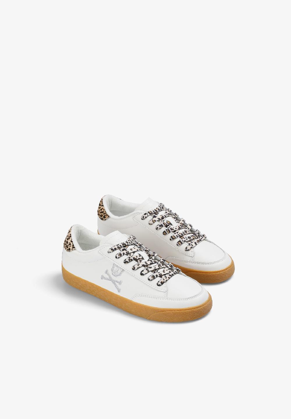 Scalpers SKULL SNEAKERS WITH ANIMAL PRINT OFF WHITE/ANIMAL PRINT