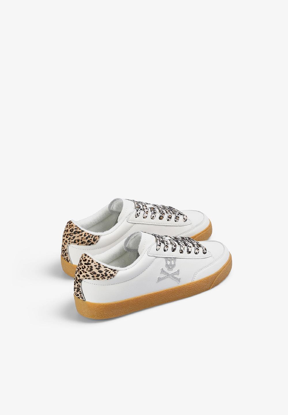 Scalpers SKULL SNEAKERS WITH ANIMAL PRINT OFF WHITE/ANIMAL PRINT