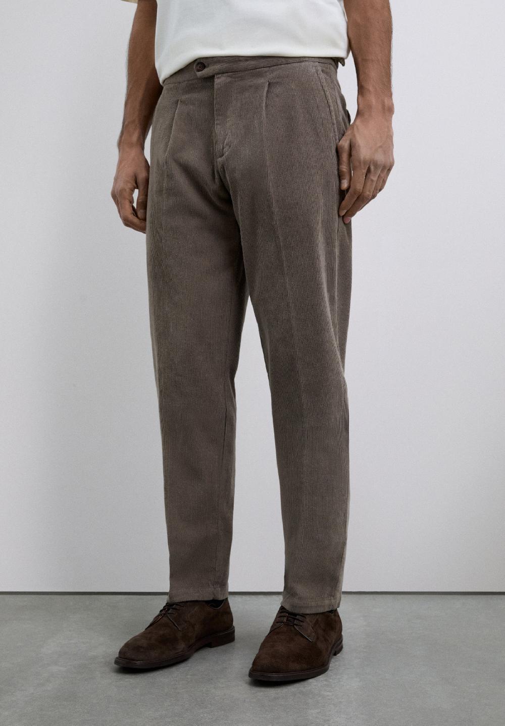 Scalpers SLIM FIT CORDUROY TROUSERS WITH DARTS TAUPE
