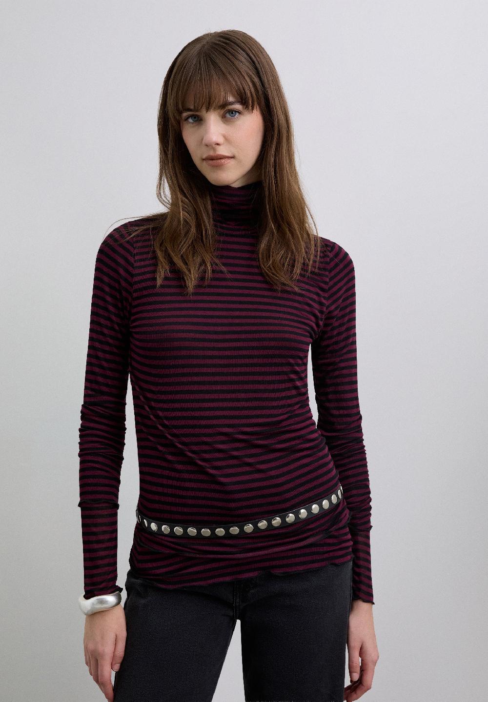 Scalpers STRIPED LONG SLEEVE T-SHIRT BURGUNDY STRIPES