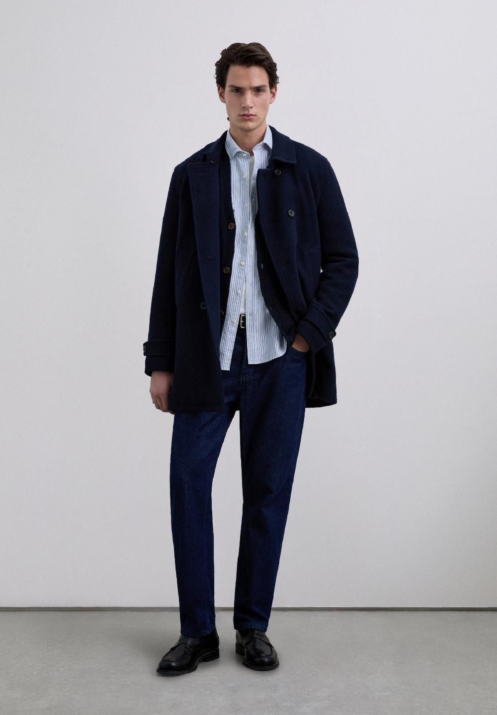 Scalpers STRIPED OXFORD SHIRT WITH LOGO BLUE STRIPES