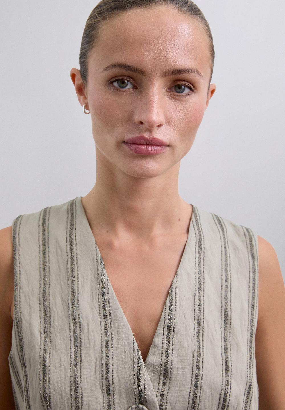 Scalpers STRIPED WAISTCOAT WITH METALLIC DETAILS OFF WHITE