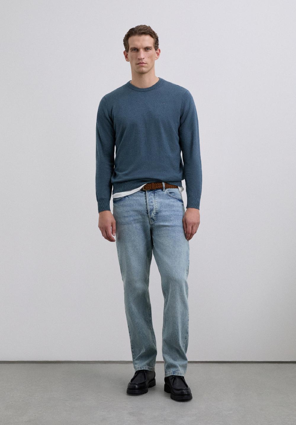 Scalpers SWEATER WITH EMBROIDERED SKULL GREYISH BLUE