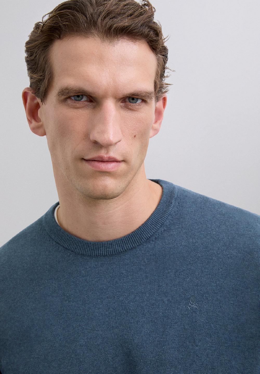 Scalpers SWEATER WITH EMBROIDERED SKULL GREYISH BLUE