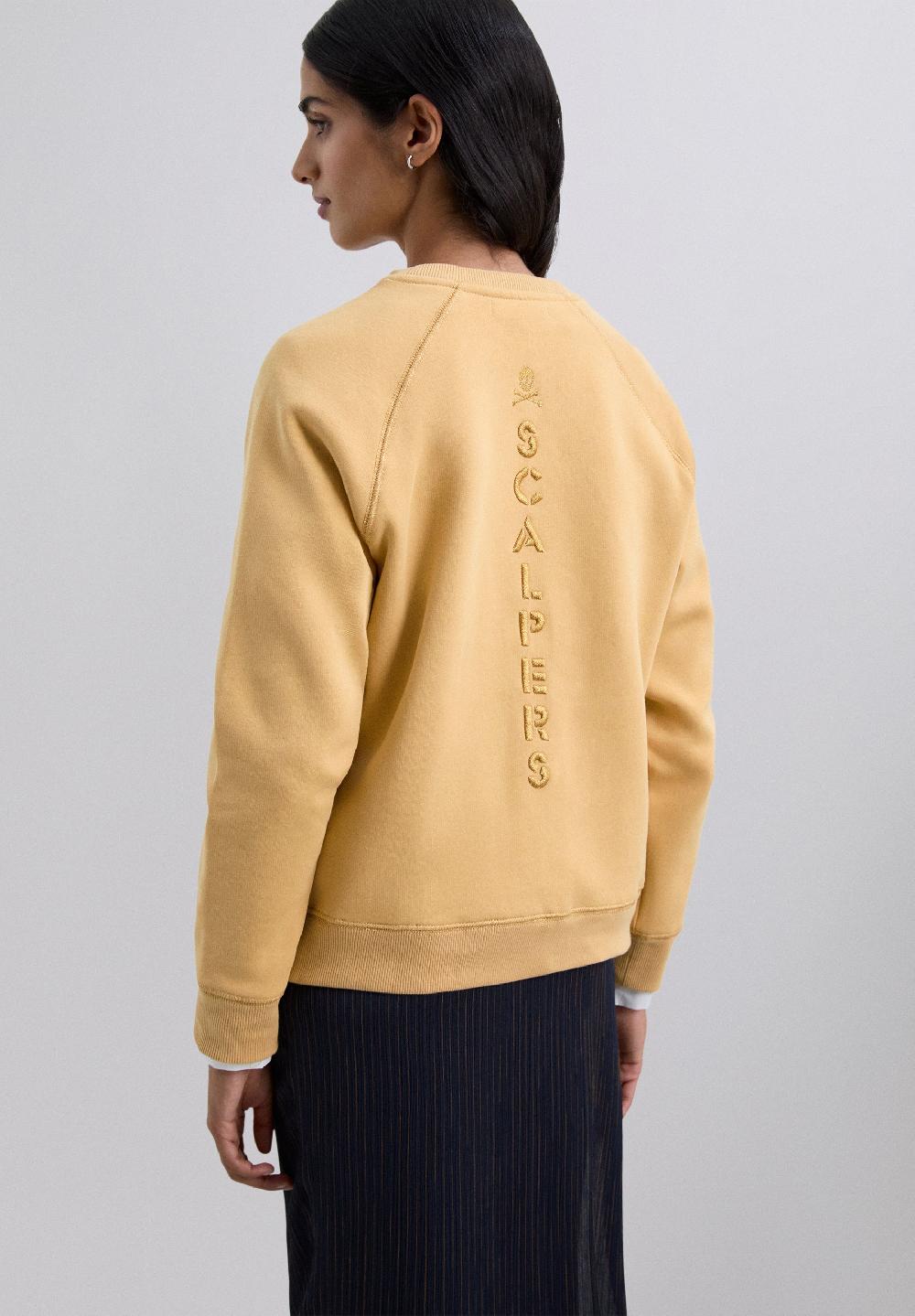 Scalpers SWEATSHIRT WITH BACK EMBROIDERED LOGO MUSTARD
