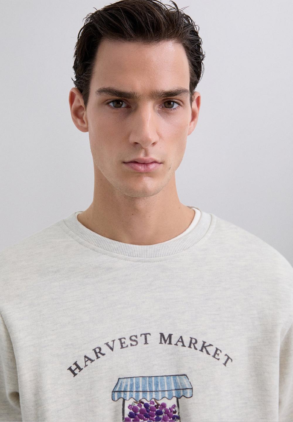 Scalpers SWEATSHIRT WITH EMBROIDERED MOTIFS BEIGE MELANGE